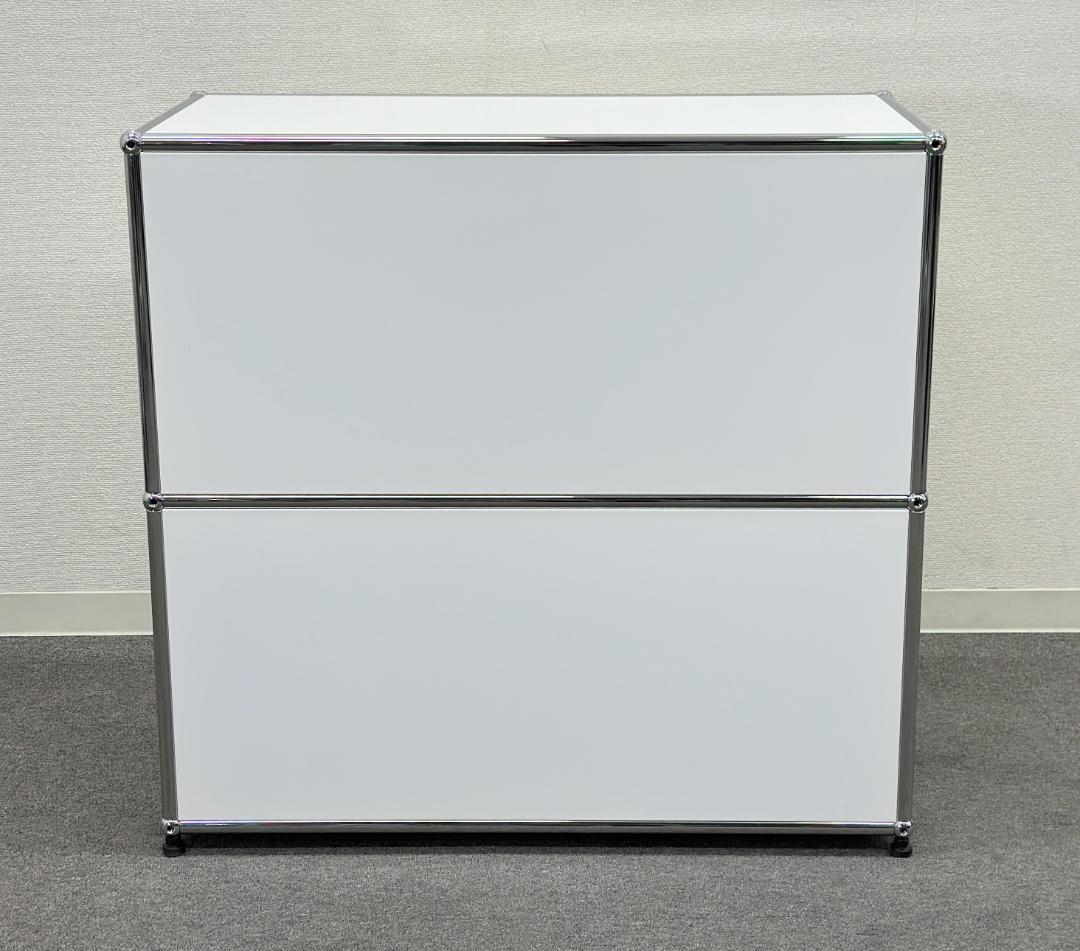 ■USMハラー■キャビネット　1列2段　白　鍵なし　オフィス　リビング　収納