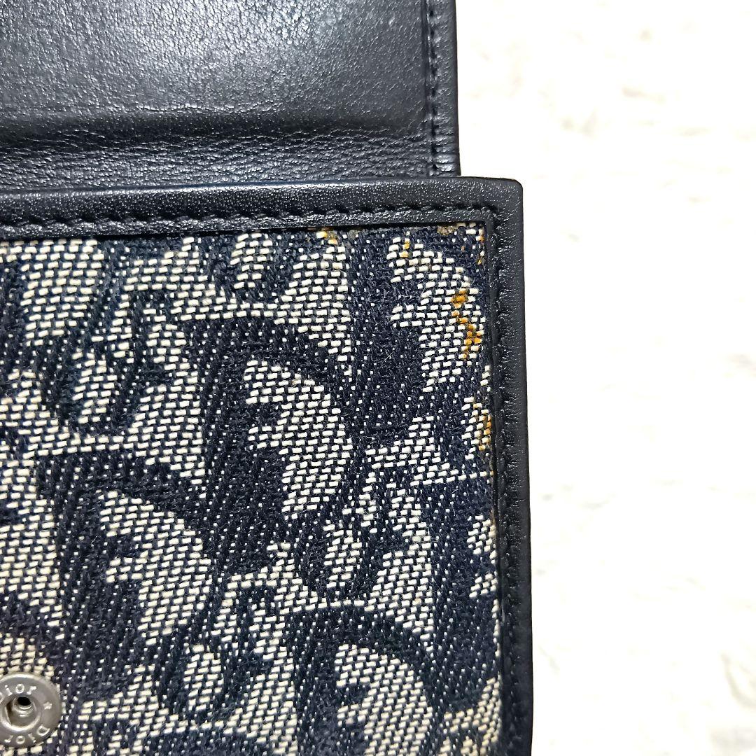 クリスチャンディオール　二つ折り財布　キャンバス　レザー　シルバーロゴ　正規品