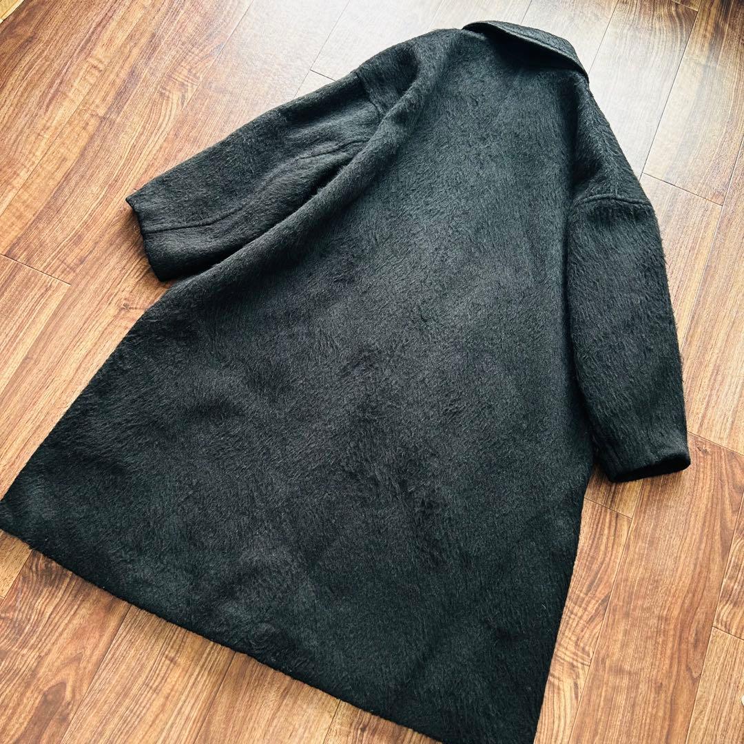 ADAM ET ROPE WEB限定 ステンカラーシャギーコート ブラック