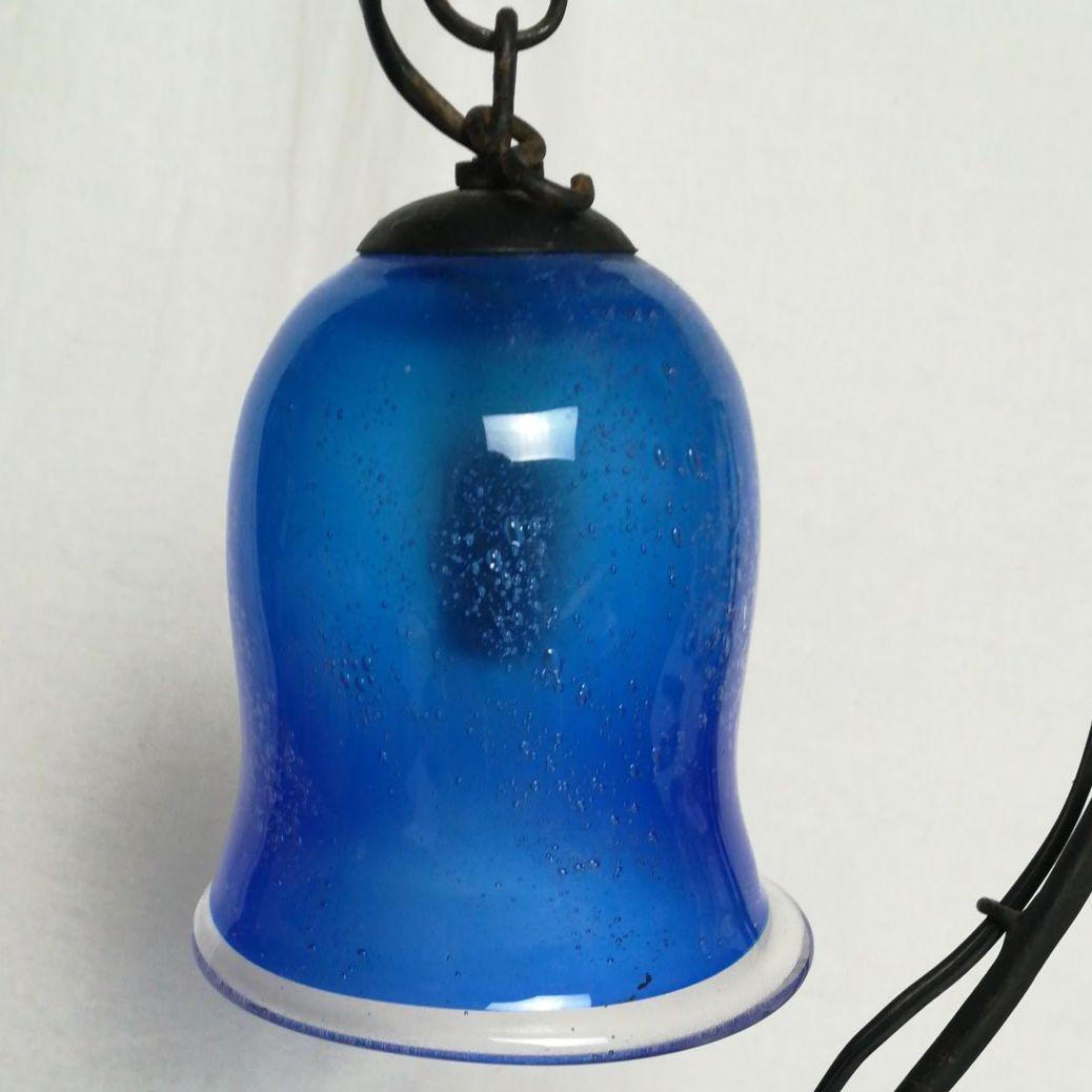 気泡たっぷり　すずらん　卓上ランプ　ガラスランプ