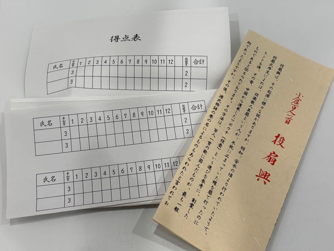 小倉百人首 投扇興 投扇興セット とうせんきょう お座敷遊び 紙箱