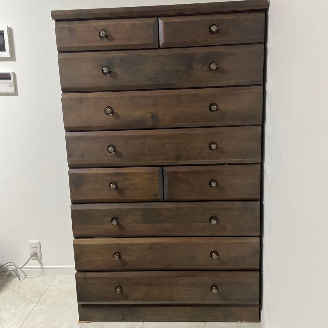 直接引き取り歓迎⭐︎ダークブラウン木製チェスト 8引き出し