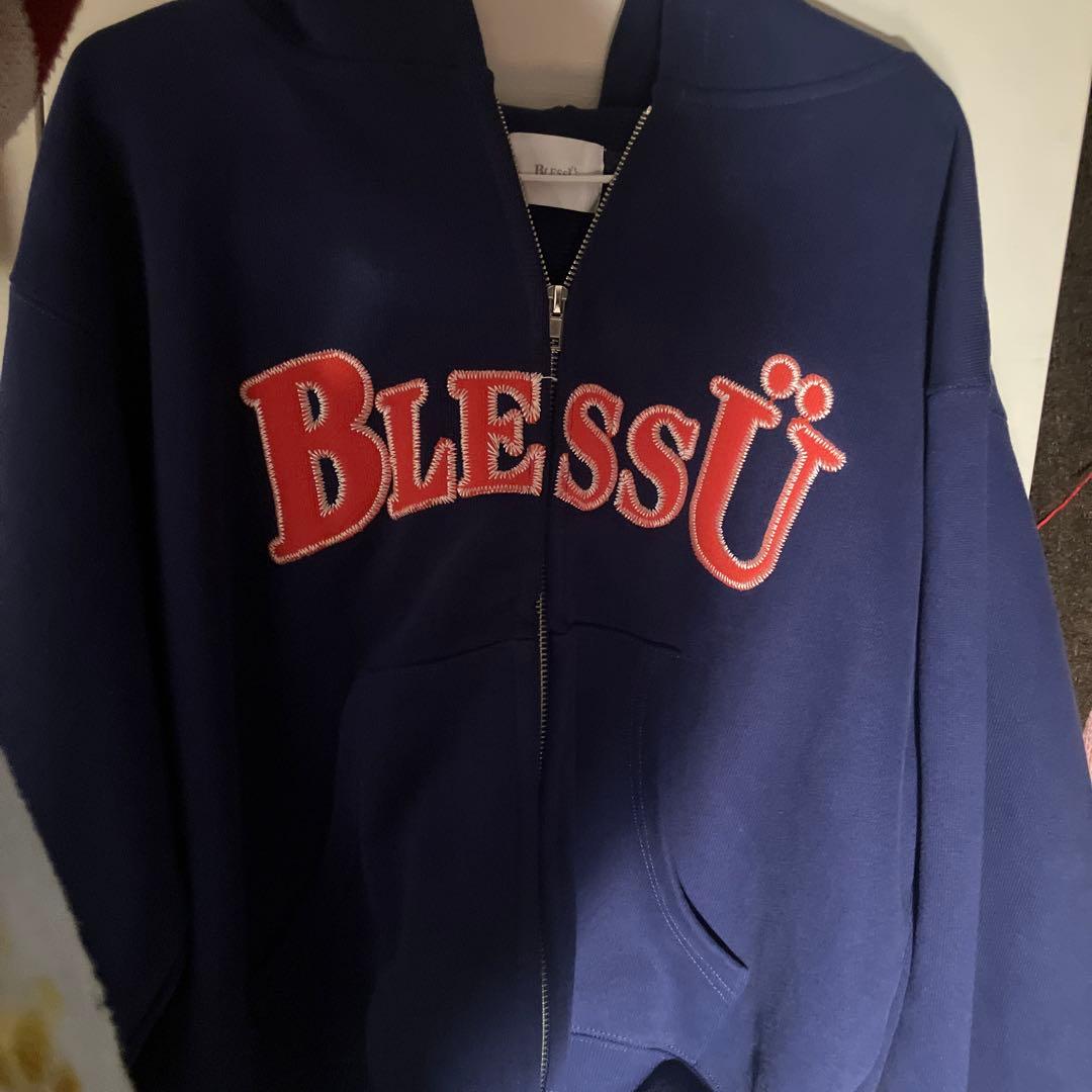 BlessÜ OG LOGO ZIP UP HOODIE Mサイズネイビー