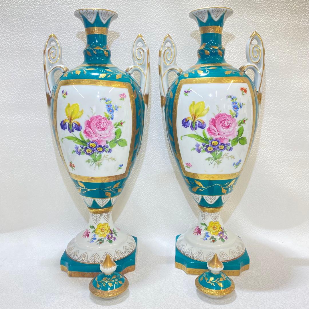 Paris  パリスロイヤル 洋磁器蓋付き大型花瓶 アンティーク 一対