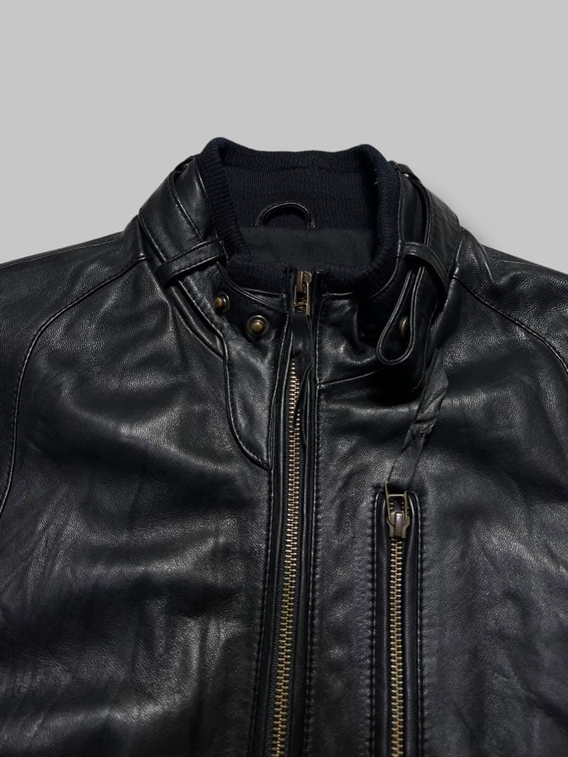 ジャケット・アウター 00s Gloster Black Leather Rider Jacket