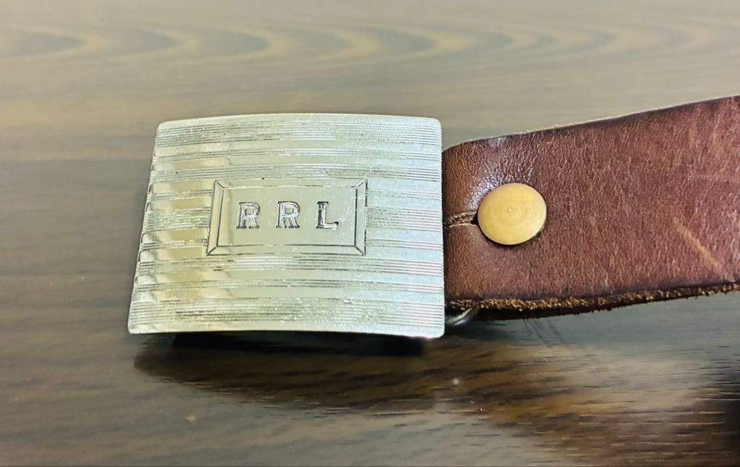 【希少】RRL レザーベルト　スライダーバックル　シルバー　ブラウン　廃盤モデル