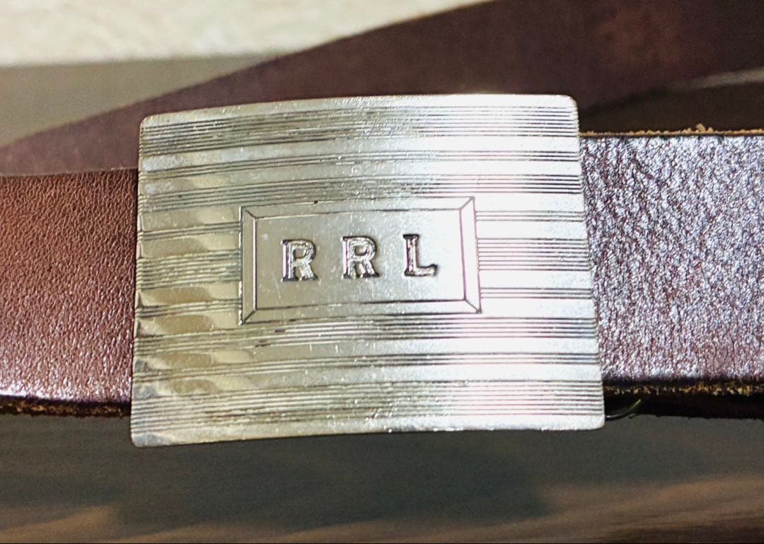 【希少】RRL レザーベルト　スライダーバックル　シルバー　ブラウン　廃盤モデル