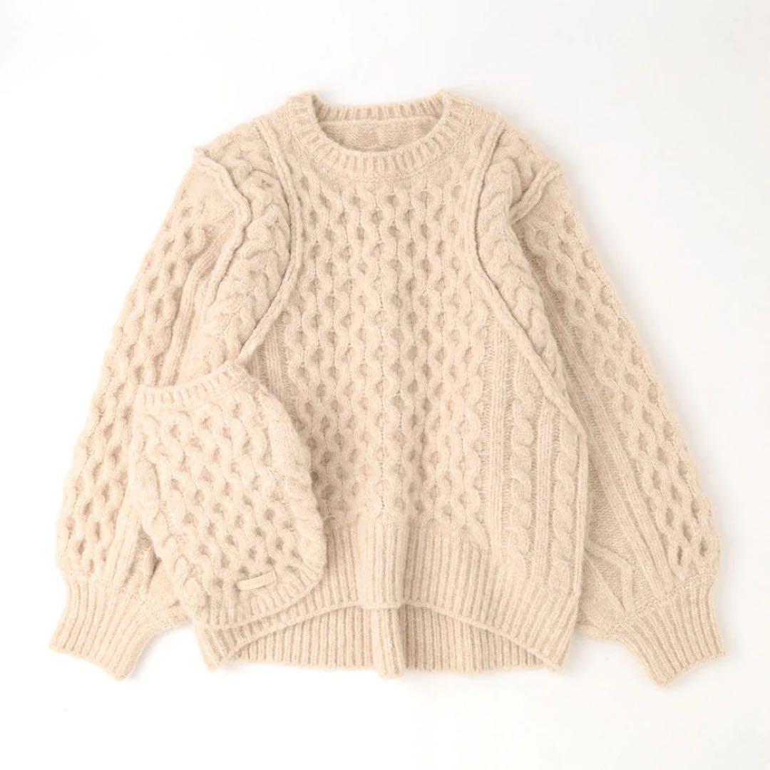 モンシェリ　【リンクコーデSET】ケーブルドロップショルダーニット　Mサイズ