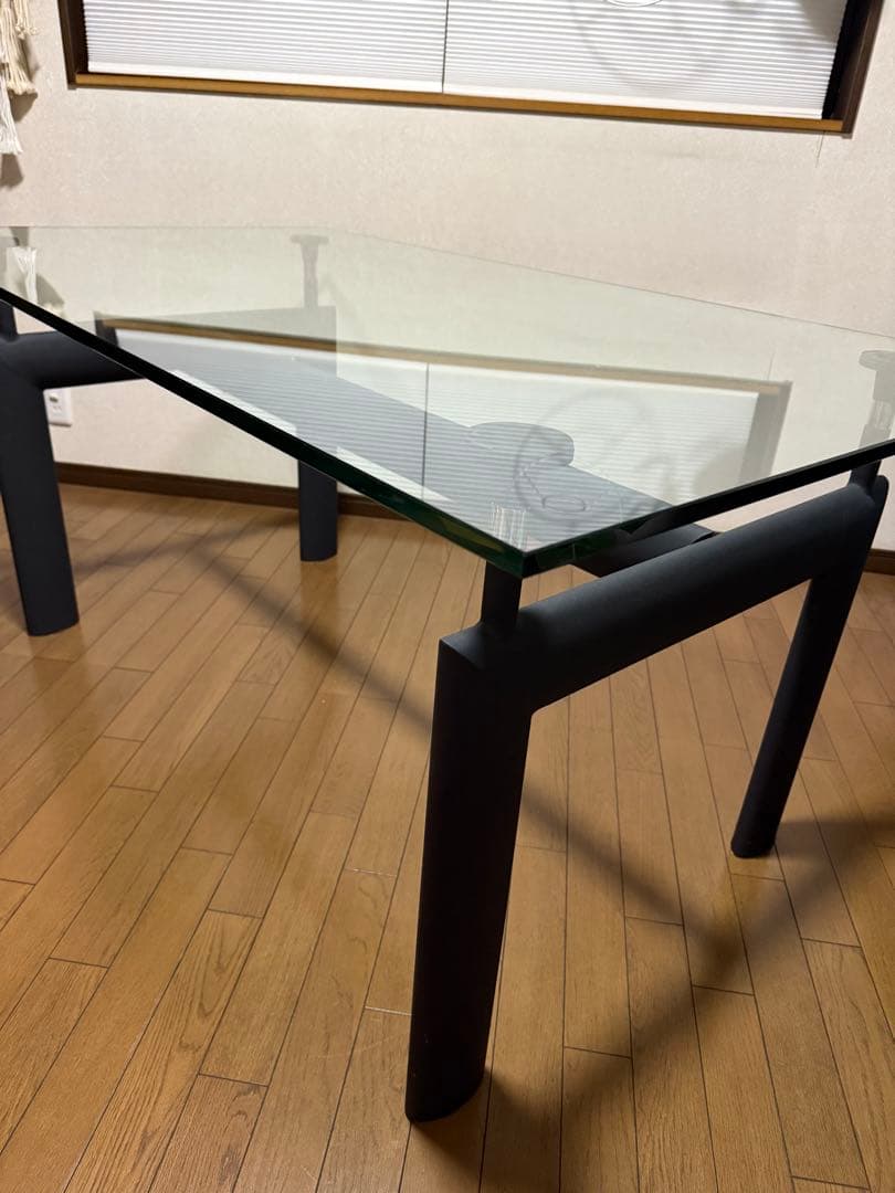 【LC6 ★引取り限定】ガラス天板ダイニングテーブル　リプロダクト品