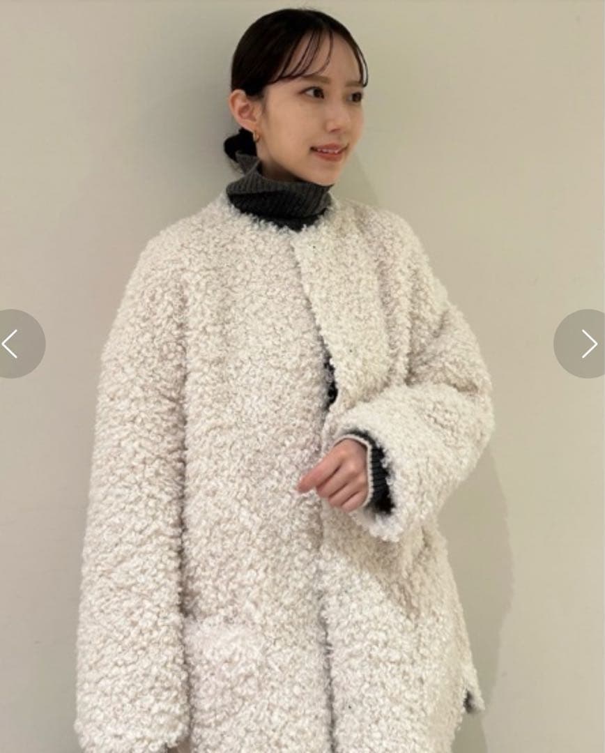 MilaOwen ミラ オーウェン　ノーカラーシャツカーブボアコート　美品