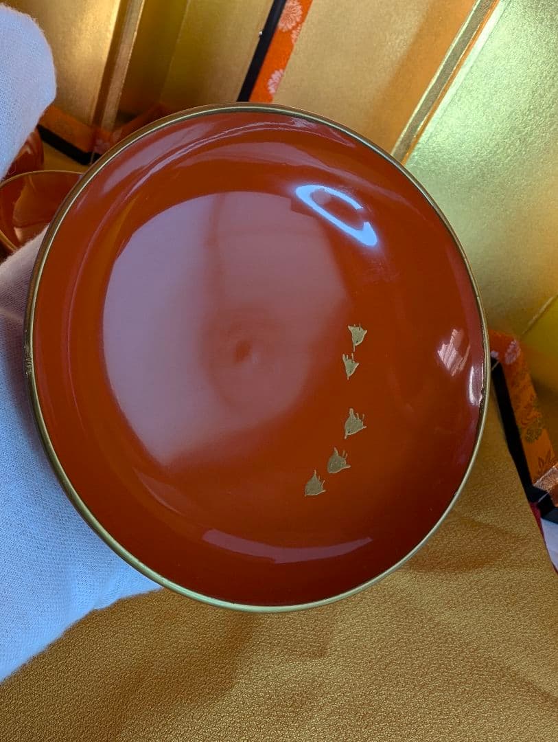 明治時代 輪島塗 金蒔絵 蓋付椀 波千鳥 3客 木製 汁椀 雑煮椀