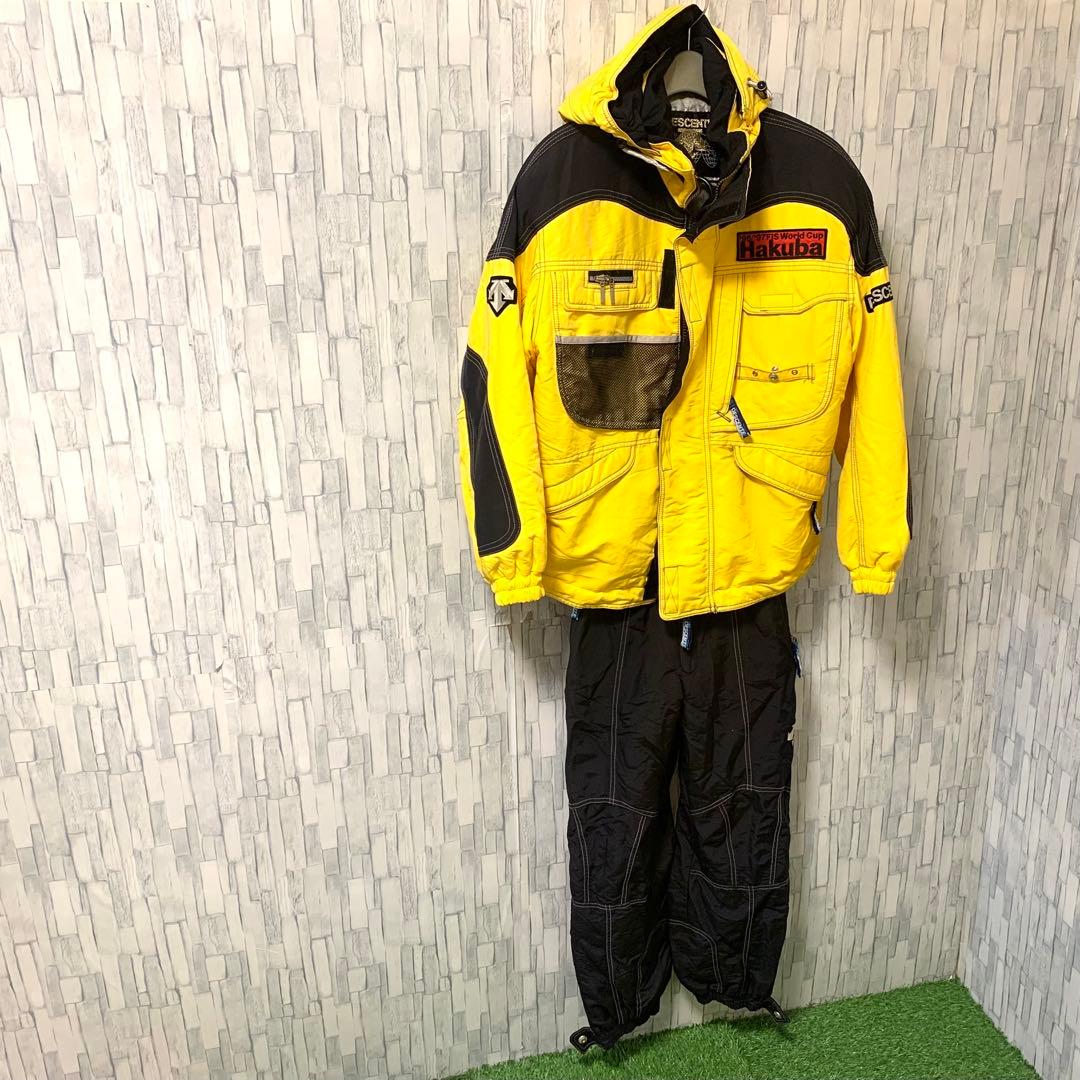 良品 大人気 DESCENTE/デサント スキーウェア上下セット Mサイズ 黄黒