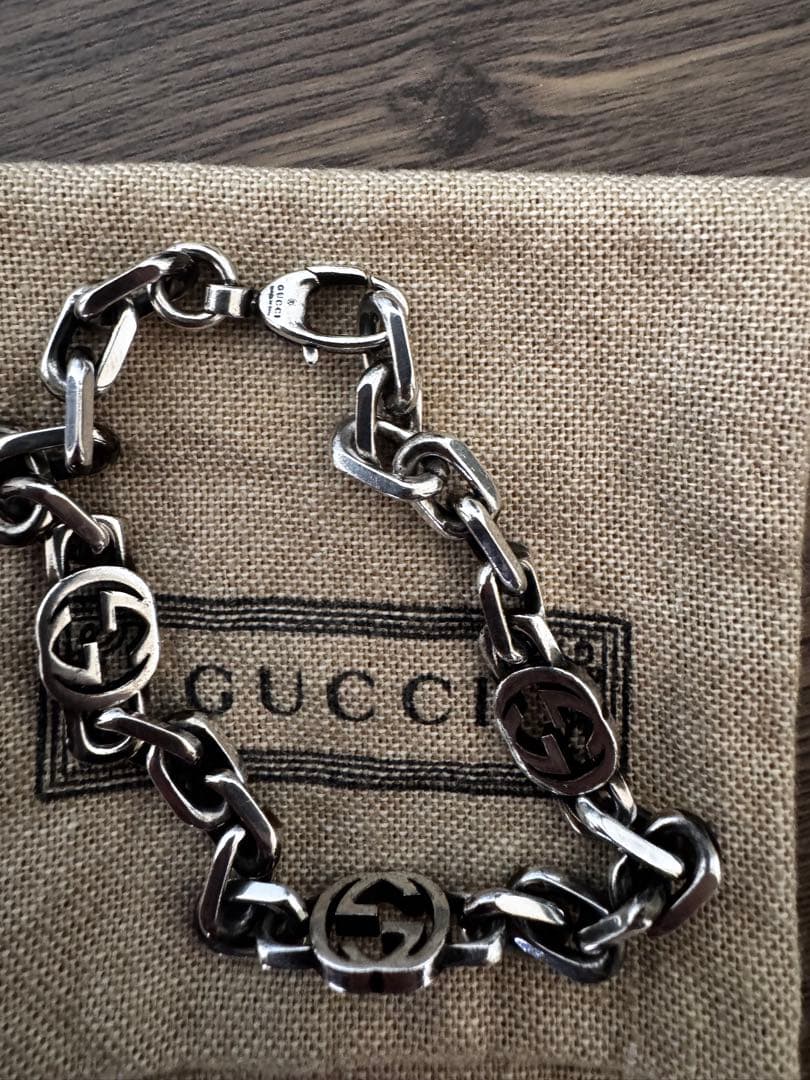 GUCCI シルバーチェーンブレスレット 保存袋付き