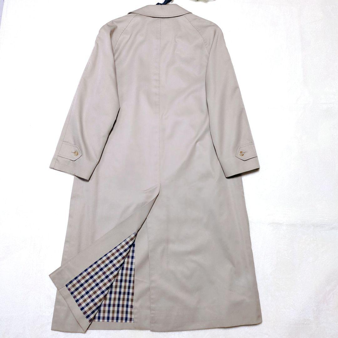 美品✨アクアスキュータム　ステンカラー　コート　ロング　チェック　ベージュ