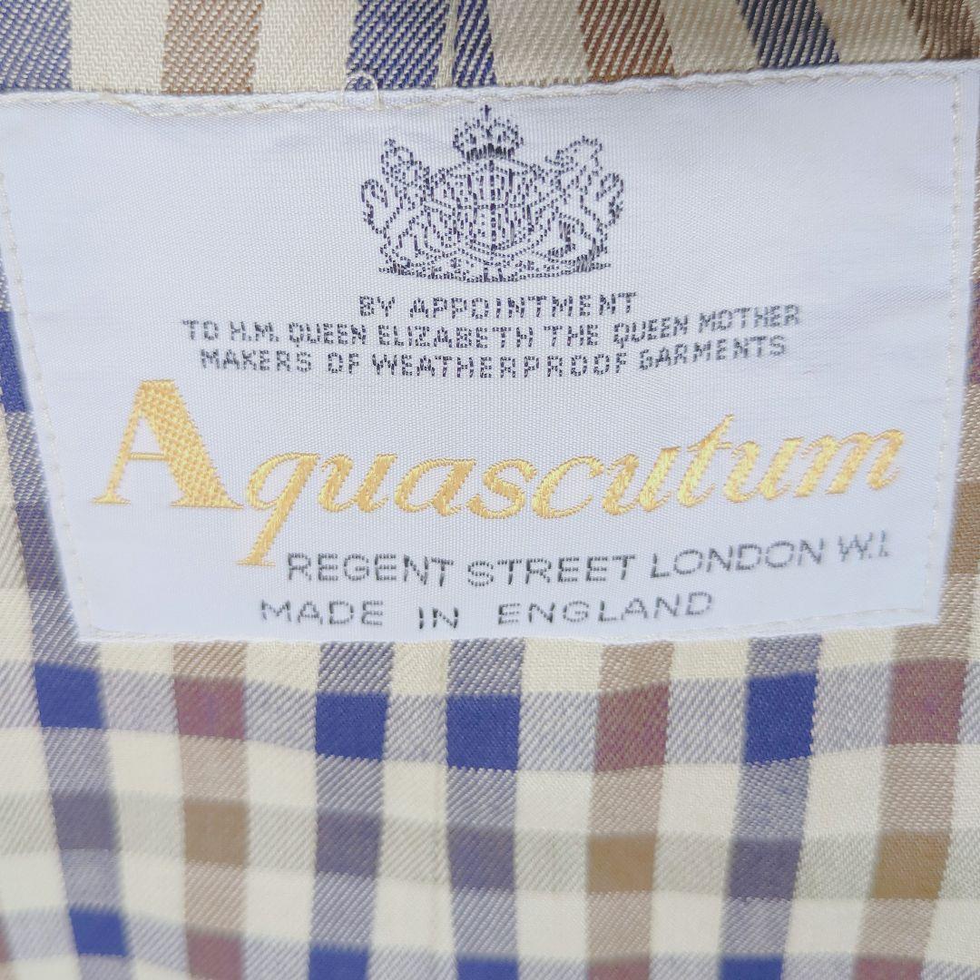 美品✨アクアスキュータム　ステンカラー　コート　ロング　チェック　ベージュ
