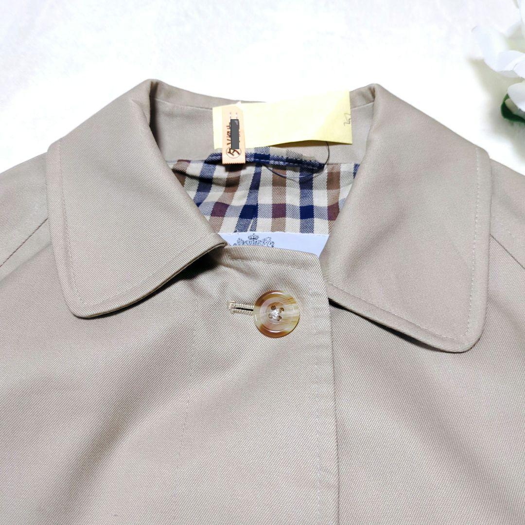 美品✨アクアスキュータム　ステンカラー　コート　ロング　チェック　ベージュ