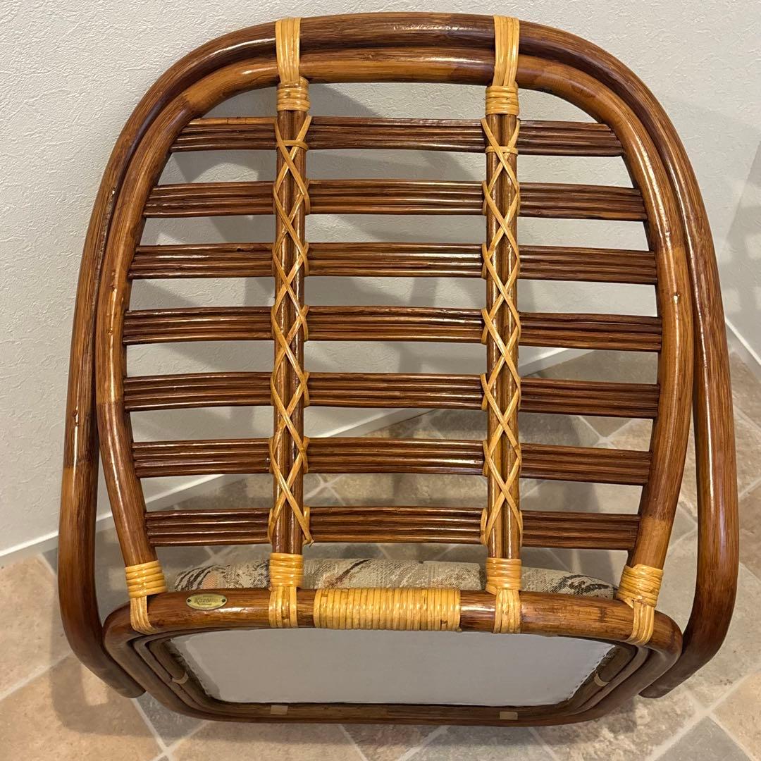 【美品】4脚セット　KAZAMA ラタン製 クッション付き座椅子