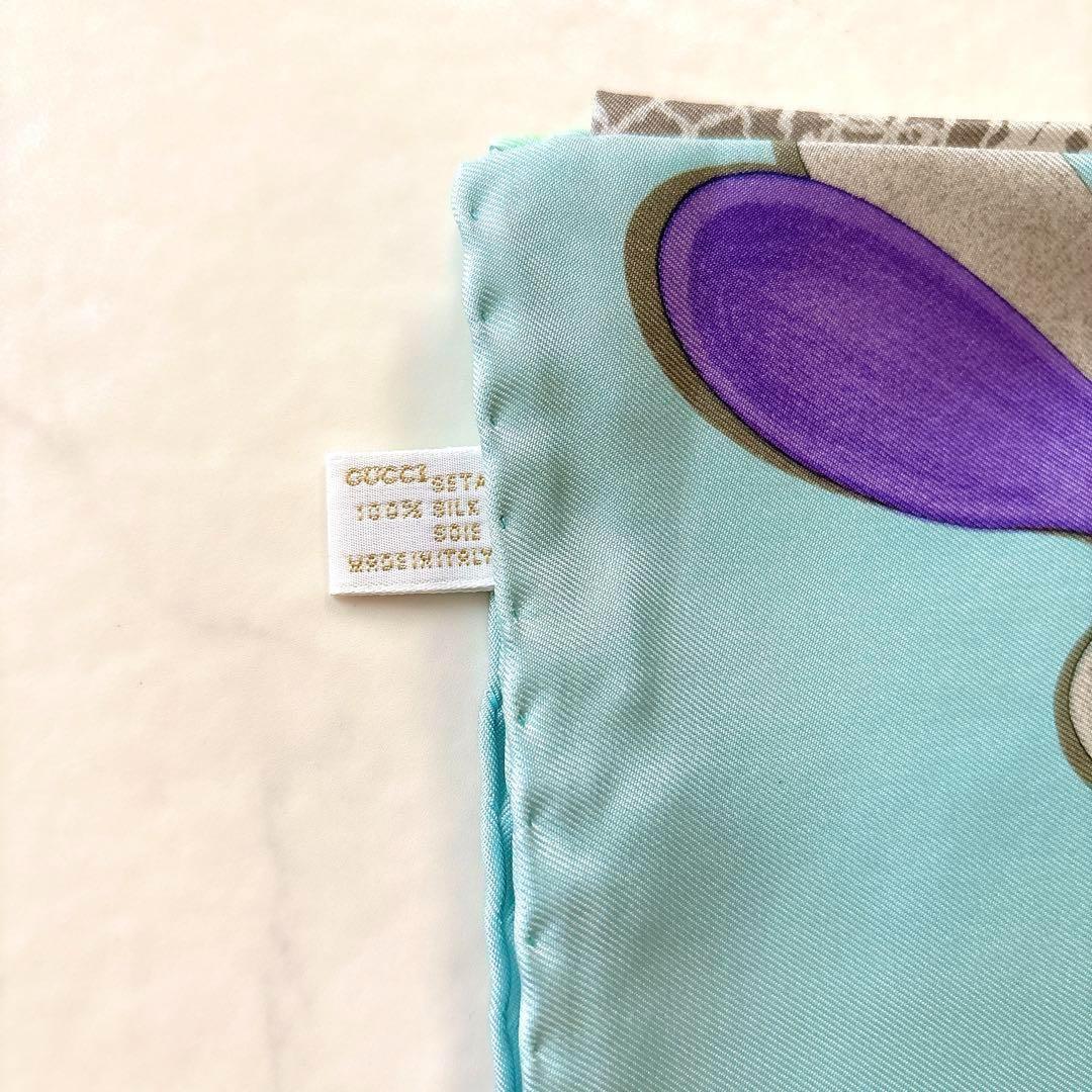 希少 GUCCI シルクスカーフ 大判 ホースビット×バンブーバッグ 花柄