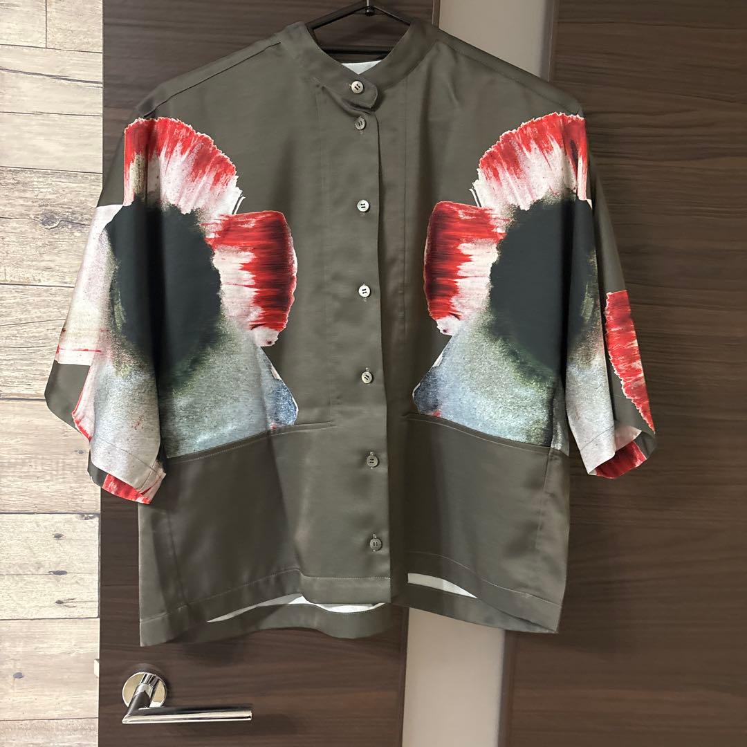 も*様 TELMA テルマ コスモス　プリント　カーキ　ブラウス　シャツ