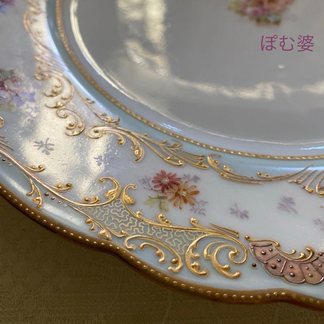 【パリ／アール・ヌーヴォー】金盛金彩 手描皿／オペラ通り「A La Paix」