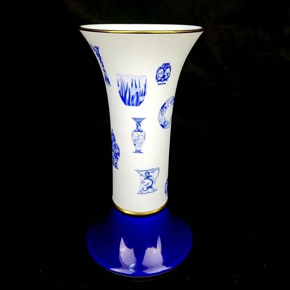 ＊良品＊深川製磁　ブルーチャイナ　花瓶　フラワーベース　高さ23cm