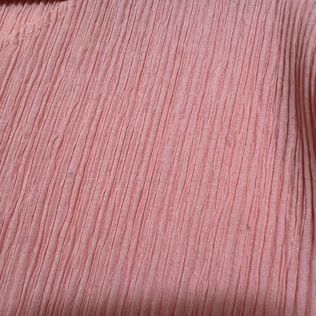 イッセイミヤケ 半袖カットソー Uネック サーモンピンク