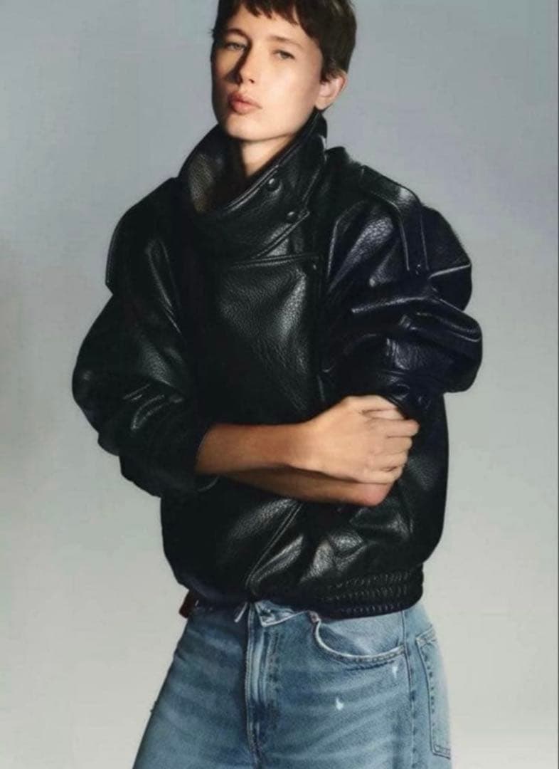 ZARA XS フェイクレザージャケット