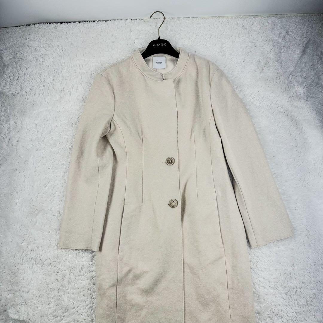 アニオナ　ダブルフェイスコート　ロングコート　カシミア100%　アイボリー　L