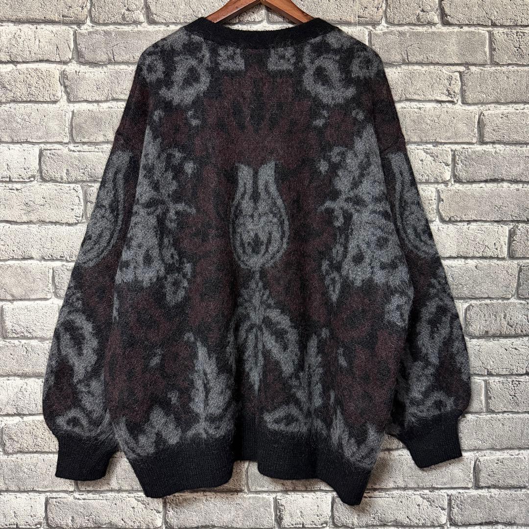 【美品】HARE　ダマスクガラモヘアカーディガン　ブラック　セーター