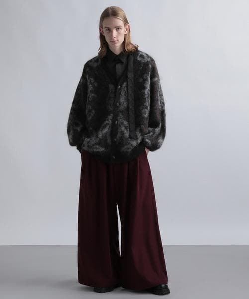 【美品】HARE　ダマスクガラモヘアカーディガン　ブラック　セーター