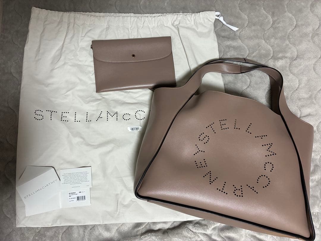 〈美品〉ステラ マッカートニー ロゴ トート バッグ　モス