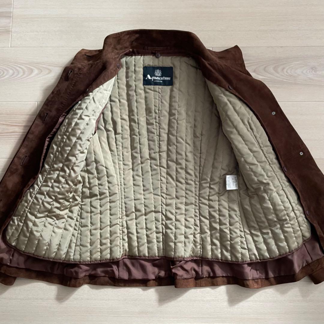 Aquascutum スエードジャケット 本革 羊革 ライナー脱着可 ブラウン