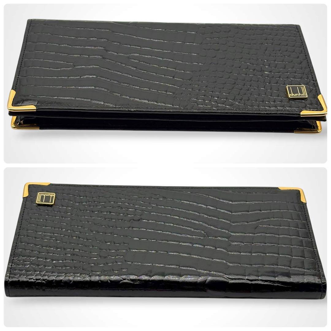 極美品✨Dunhill ダンヒル クロコ型押し レザー 本革 ブラック メンズ