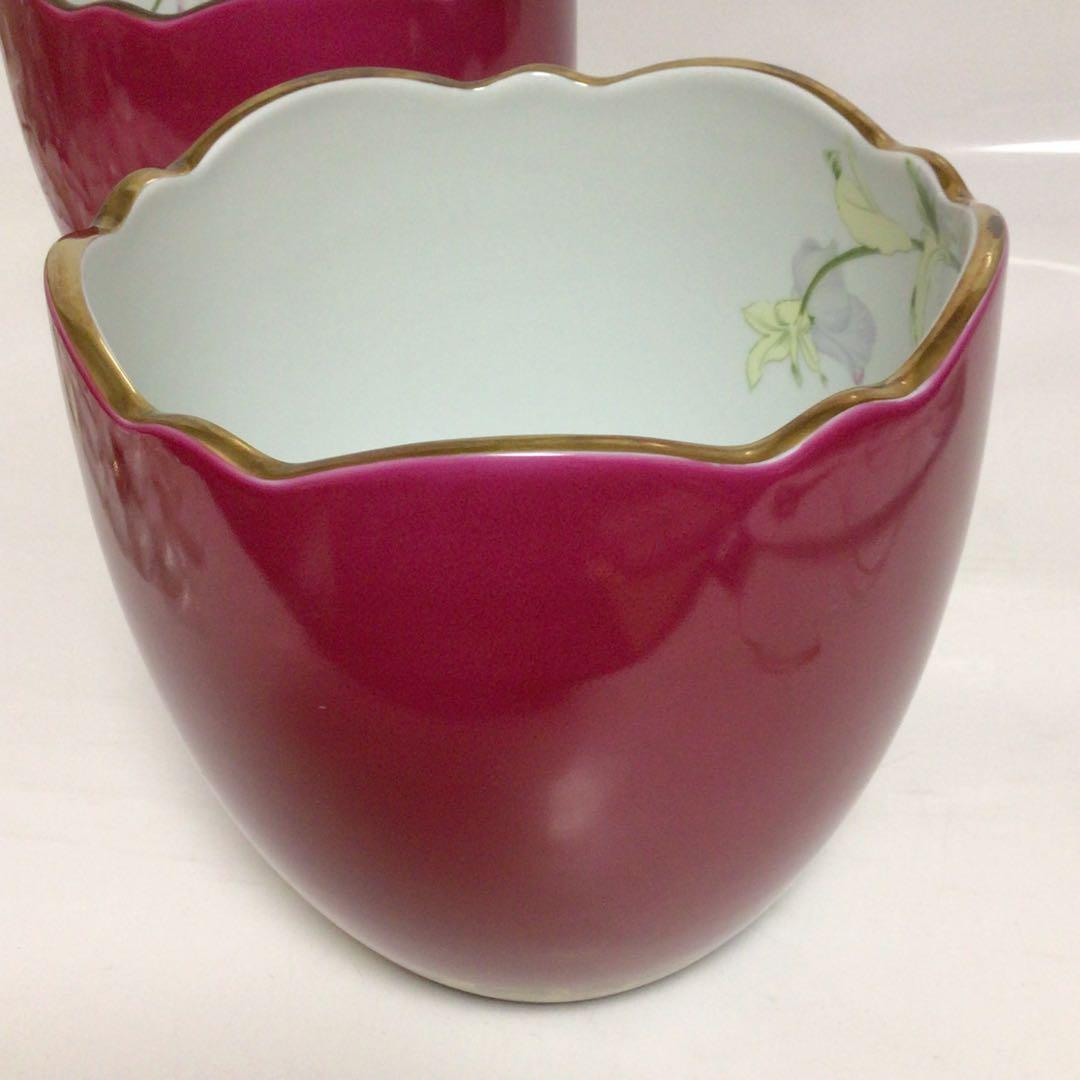 君島一郎×深川製磁 希少コレクション 赤い花瓶2個セット KIMIJIMA