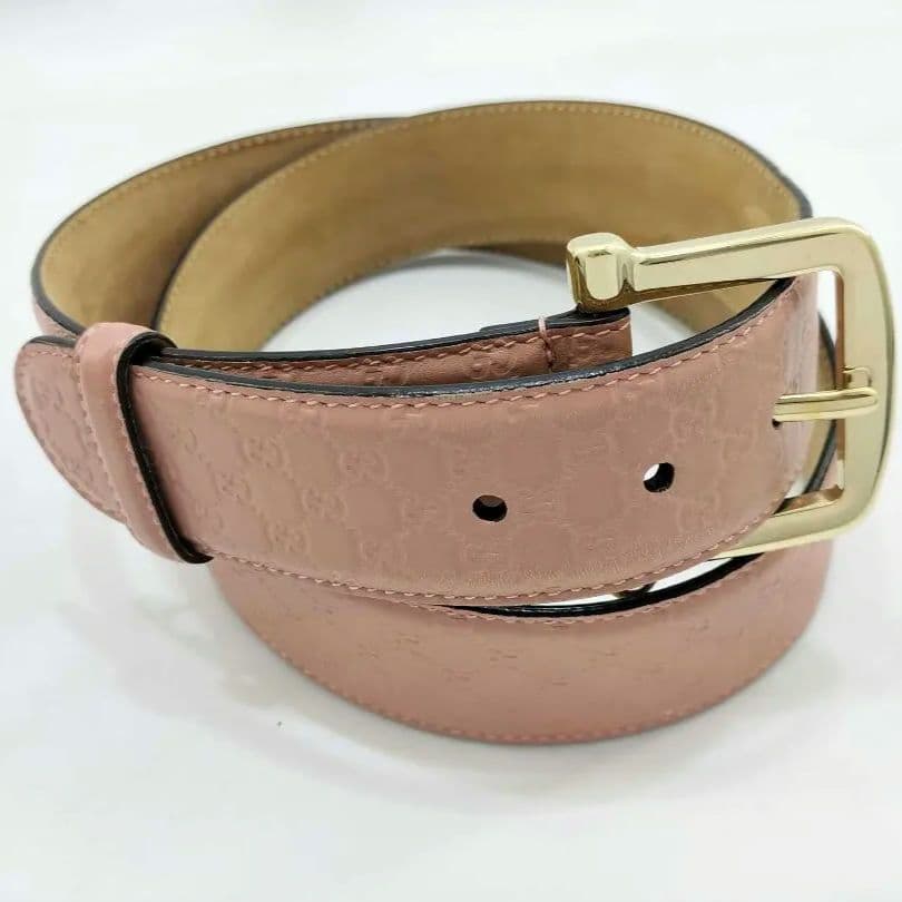 GUCCI マイクロGG レザーベルト ピンク 93±5 幅3.8cm d02