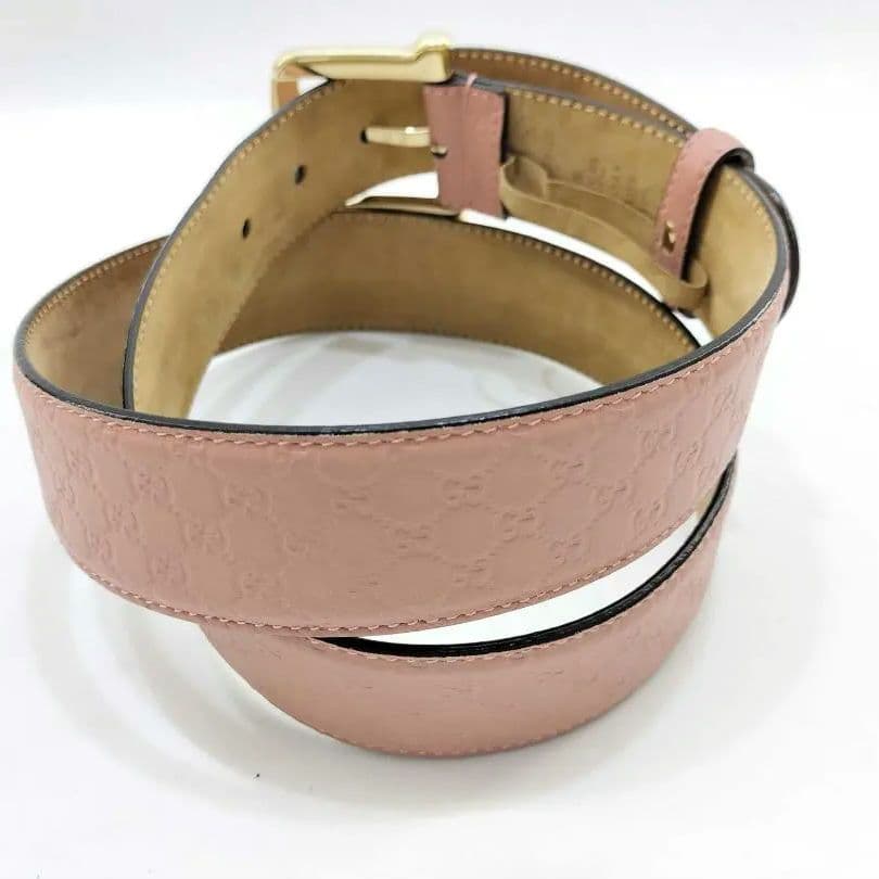 GUCCI マイクロGG レザーベルト ピンク 93±5 幅3.8cm d02