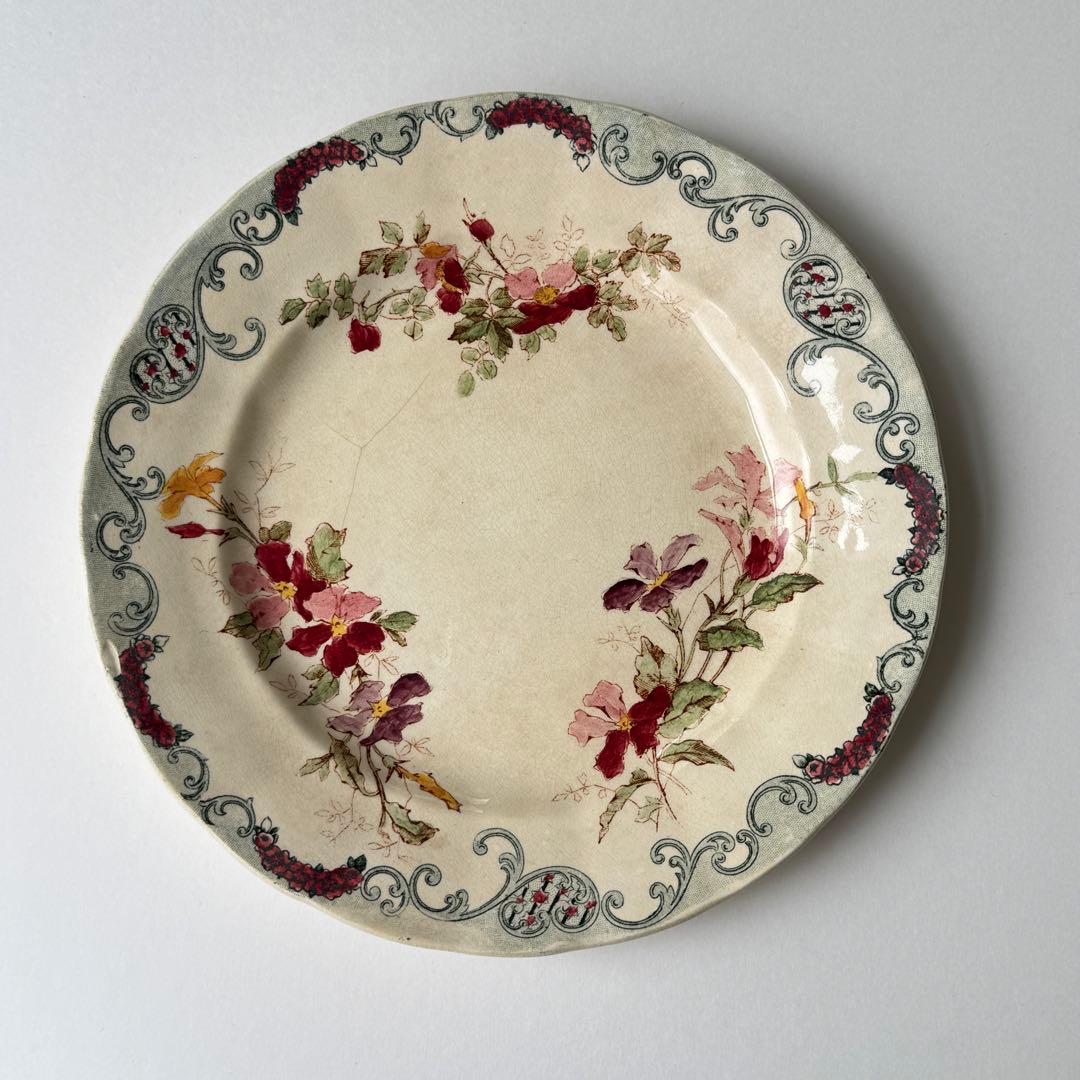 希少　フランスアンティーク　Choisy ショワジー　多色　デザート皿