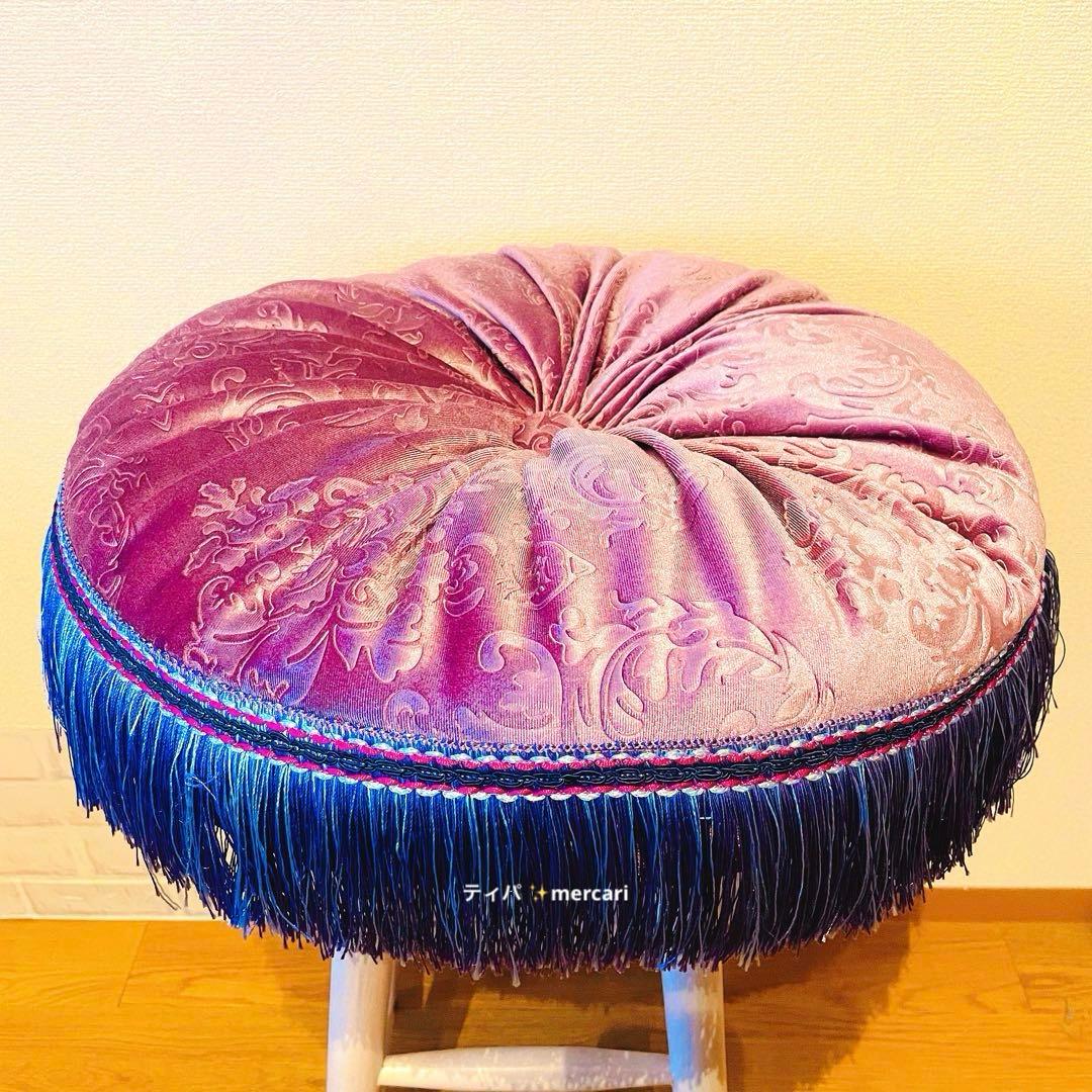 ANNASUIクッション　Francfranc×アナスイ　紫　丸ラウンド　座布団