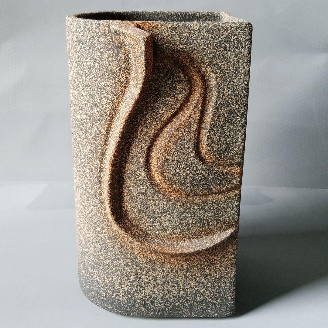 信楽焼傘立て  朱ちらし 高さ４８cm