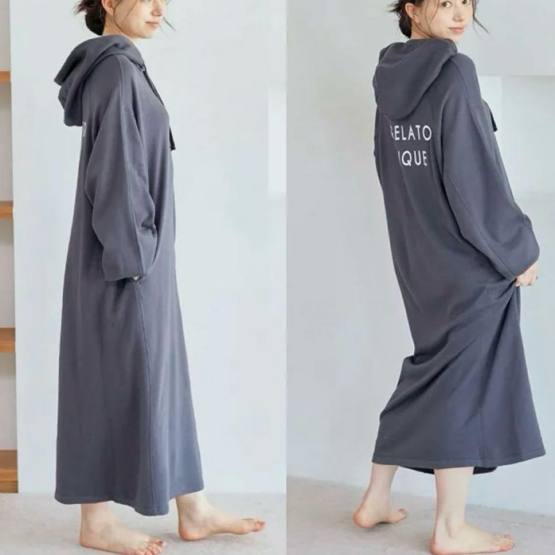 正規品♡新品 ジェラートピケ ロゴ裏毛ワンピース チャコールグレー