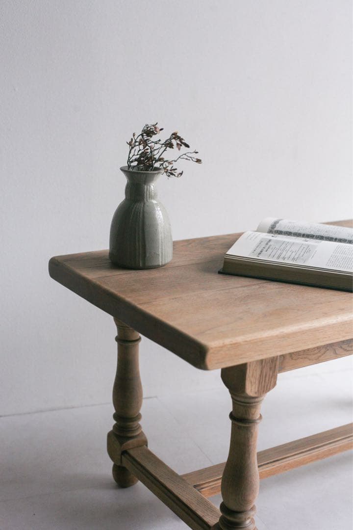 フランス　ローテーブル　サイドテーブル　ブロカント　オーク材　無垢材　古家具