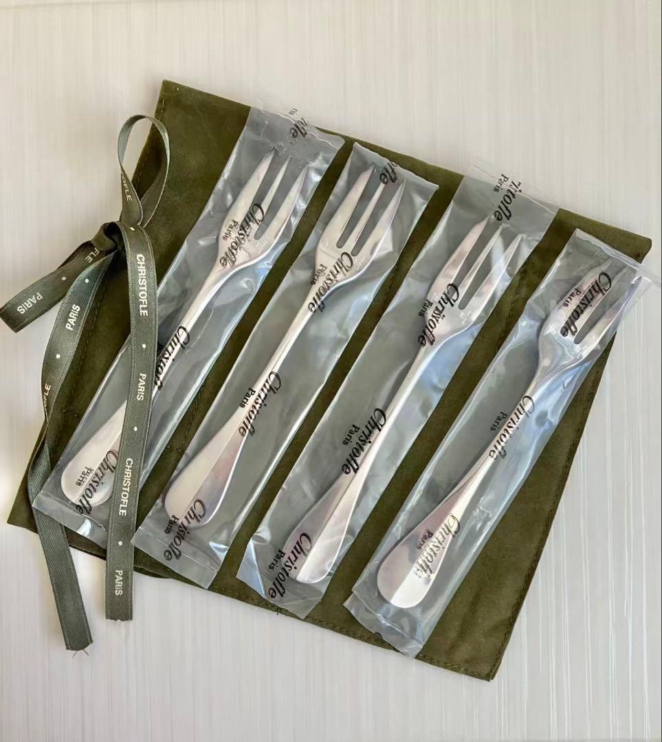 Christofle フォーク 4本セット 未開封　専用ケース付き