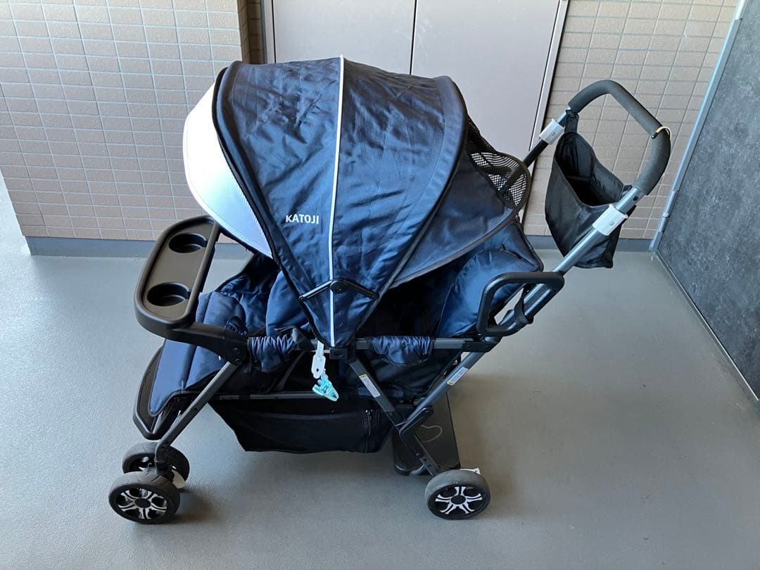 KATOJI ベビーカー 二人でゴー（ネイビー）