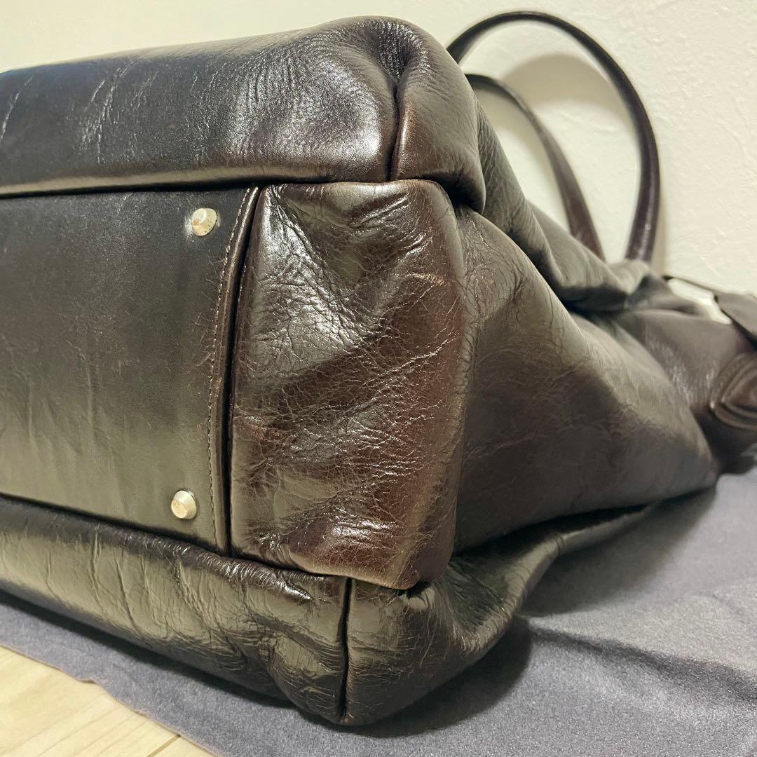 【おかか*無言取引】アニアリ　トートバッグ　ブラウン　オールレザー