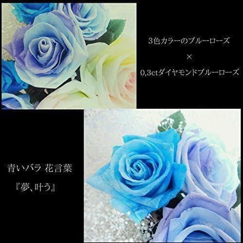 【高級プリザーブドフラワー】ケース入り パステルレインボーローズ×ブルーローズ