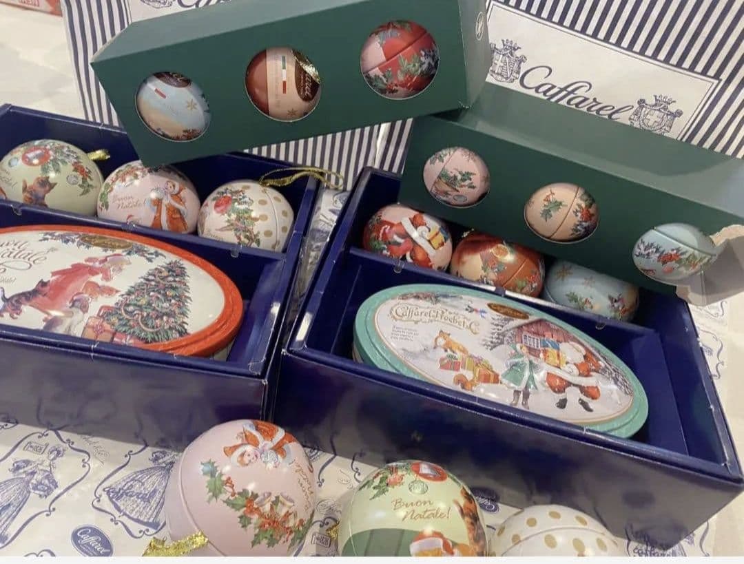 Caffarel オーナメント15個 クリスマス缶2個 まとめ売り カファレル
