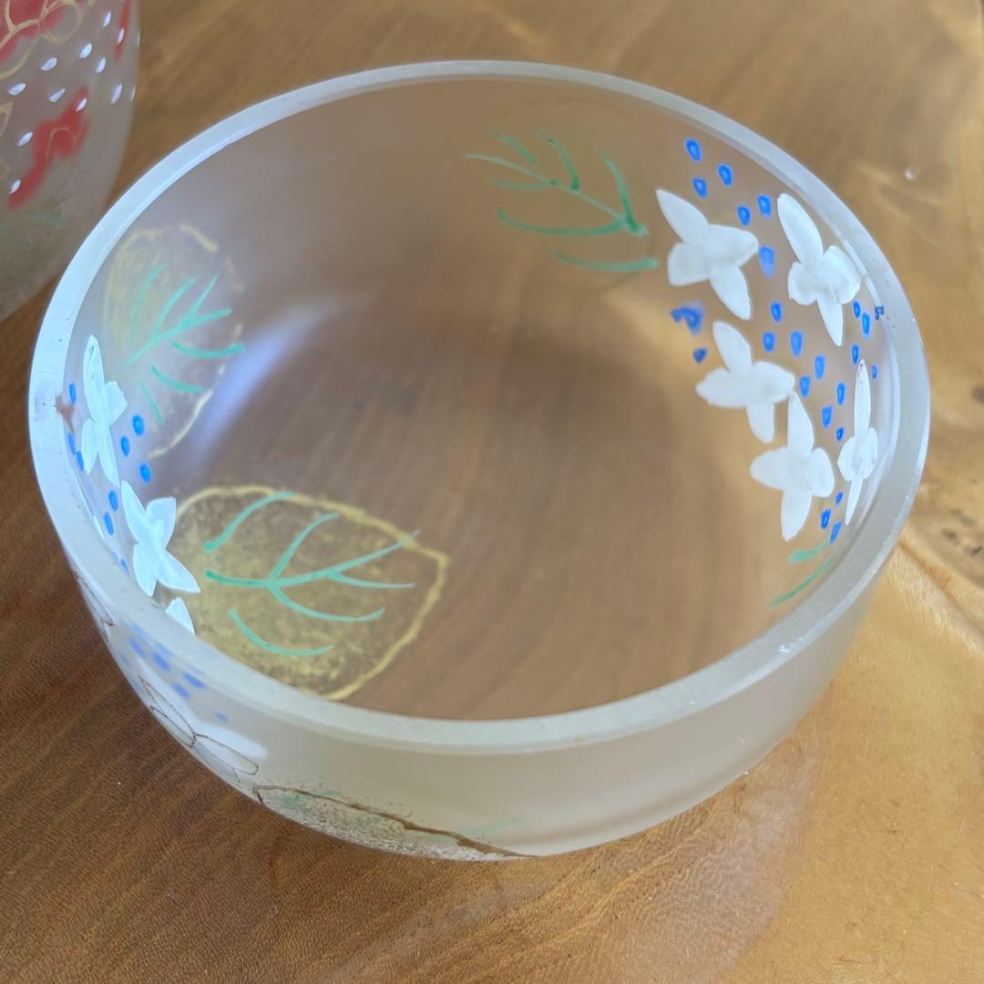 義山 硝子 棗 水崎長寿 紫陽花 共箱 茶道具