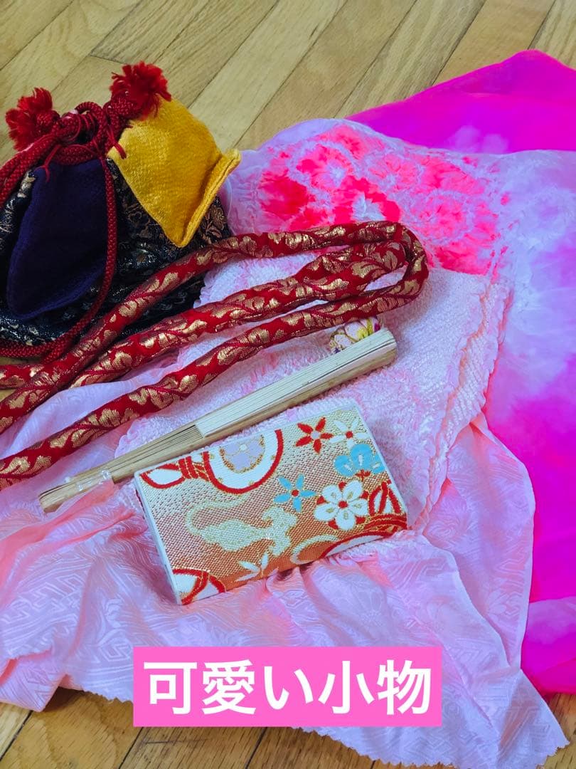 正絹七五三 女子着物 7歳‼️赤地可愛い手毬柄に桜金彩金箔煌びやか際立つ❤️秀品