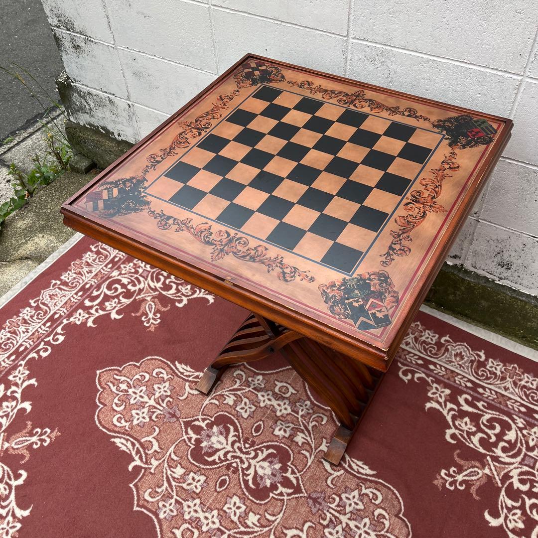 ビンテージ古家具◾️木製家具 天板2面 折りたたみ 木製テーブル ゲームボード