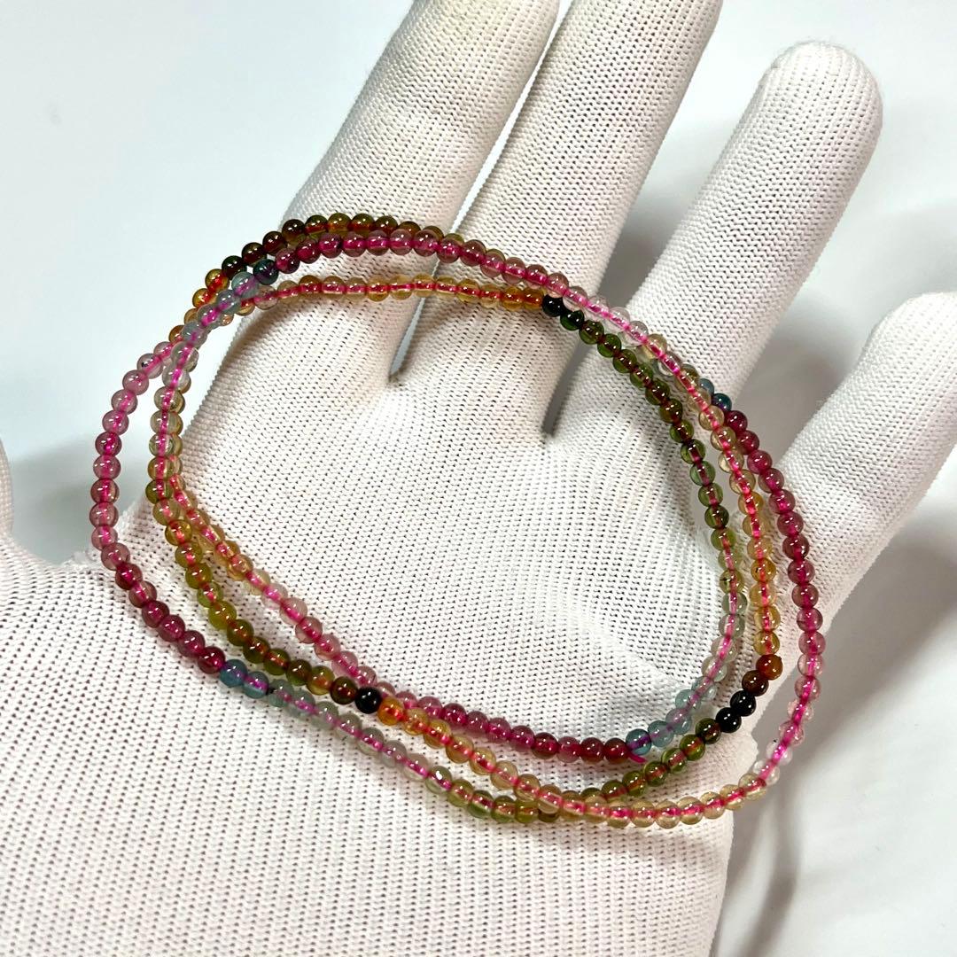 高品質　マルチカラートルマリン　3連　ネックレス　ブレスレット　　トルマリン